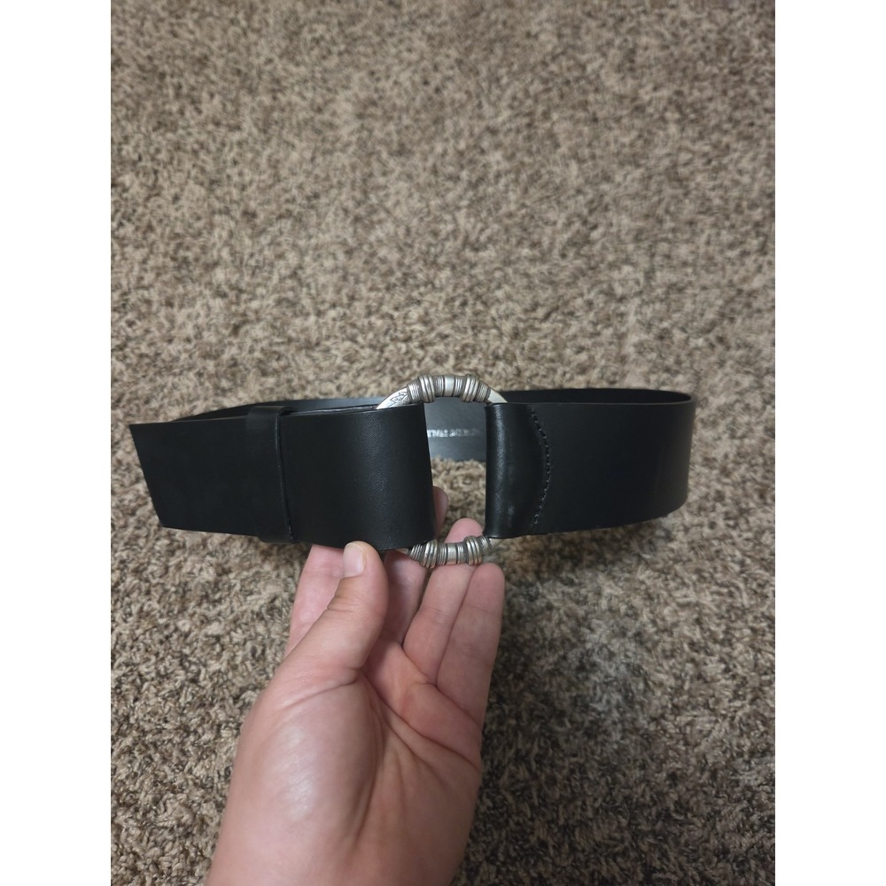 Silpada Designs Vintage Wide Leather Belt Sterling Silver Buckle Size S Cinch